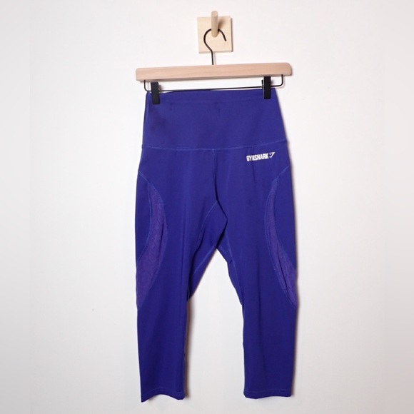 Gymshark Royal Blue Leggings Mesh Detail Cropped - Picture 4 of 14
